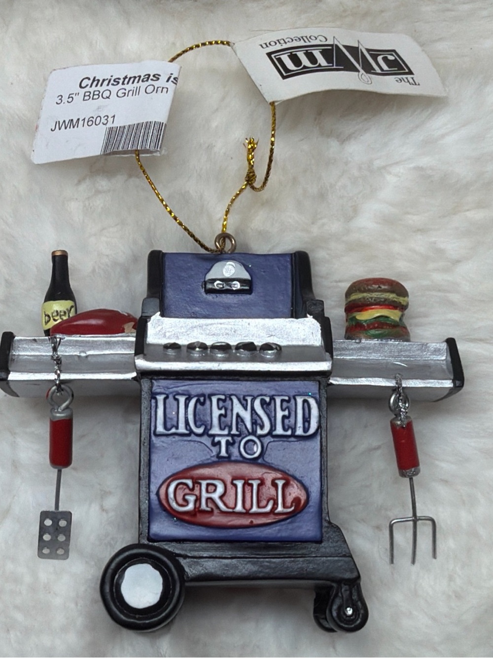 Licensed to Grill Blue BBQ Ornament by The PVM Collection